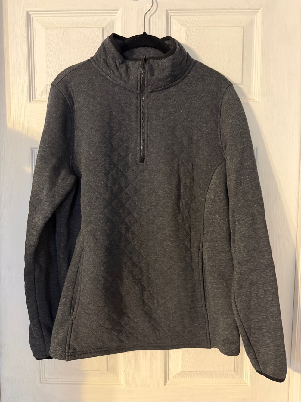 Eddie Bauer Charcoal Gray Quilted Quarter-Zip Women's Pullover